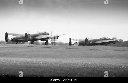 Lancasters verlässt Biggin Hill, Großbritannien Stockfoto