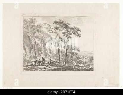 Landschap traf Herders Landschaft mit Hirtenobjekttyp: Bild Artikelnummer: RP-P-ob-31.478Katalogogusreferentie: Sammlung Rijksmuseum 1 (2) Beschreibung: Eine Hügellandschaft. Im Vordergrund ein paar Hirten mit Vee. Hersteller : Druckmaschine: Friedrich Wilhelm Burmeister Dating: 1850-15 Physikalische Merkmale: Ätzmaterial: Papiertechnik: Ätzmaße: Plattenkante: H 215 mm × W 264 mm Betreff: (Hoch) Hangherde, Herdsfrau, Hirte, Schäferin, Kuhherde usw. Stockfoto