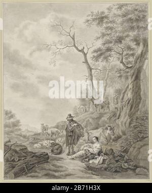 Landschap traf Liereman bij herderin en Vee Landscape mit Liereman mit Shepherdess und Vee Object Type: Drawing Object Number: RP-T 1918-345 Manufacturer: Artist: Abraham Delfosnaar Painting: Nicolaes Pietersz. Berchem-dating: 1741 - 1820 Körperliche Merkmale: Bürste in grauem und braunem, schwarzem Kreidematerial: Papierkreidetechnik: Pinselmaße: H 452 mm × W 375 mm Betreff: Schlurriger-gurriger Spieler Stockfoto