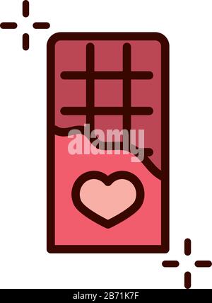 Mothers Day, Schokoladenriegel im Paket mit Vektorgrafiken aus Herzliebe und Füllstyle-Symbol Stock Vektor