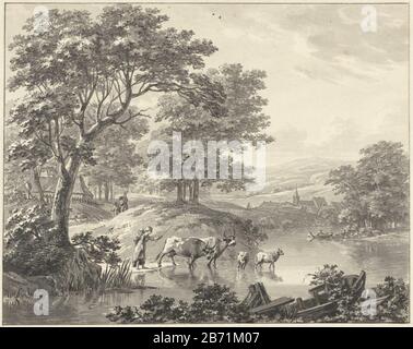 Landschap traf Vee bij voorde Landschaft mit Rindern am Objekttyp: Zeichnung Objektnummer: RP-T 00-1602 Hersteller: Künstler: Hermanus Numan (zugeschrieben) Zeichner: Geerlig Grab Courage dating: Von 1754 bis um 1820 und / oder von 170-8 Physische Merkmale: Bleistift, Pinsel und Stift in graubraunem Material: Papierfarben-Bleistift-Technik: Stift-/Bürstenabmessungen: H 203 mm × W 257 mm Stockfoto