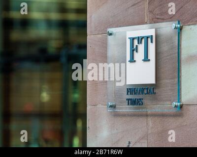 FT London Financial Times Hauptsitz im Bracken Haus in der City von London Financial District. Der FT zurück zu seinem historischen Haus im Jahr 2019. Stockfoto