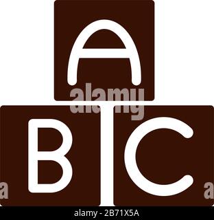 Alphabet für Schulbildung ABC-Blöcke enthalten das Symbol für die Silhouettendarstellung der Vektorgrafiken Stock Vektor