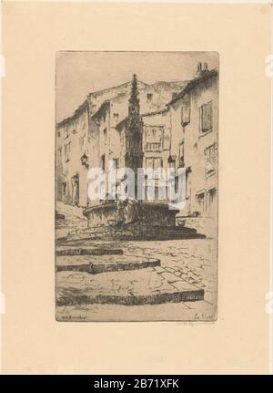 Le Puy (originele titel op object) EIN Brunnen auf einer Straße mit Treppen in Le Puy-en-Velay in der Auvergne. Hersteller : Druckerhersteller Willem Adrianus Ground Wood (persönlich unterzeichnet) Datum: 1888-1934 Material: Papiertechnik: Radierung / Tonplattengröße: Plattenkante: H 250 mm × W 151 mm Betreff: Ornamentale Gießereigungsstraße; Straße mit Stufen oder Treppen, wo Le Puy-en-Velay liegt Stockfoto