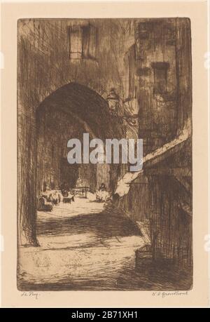 Le Puy (originele titel op object) EIN Hafen in Le Puy-en-Velay in der Auvergne. Hersteller : Druckerhersteller Willem Adrianus Ground Wood (handsigniert) Datum: 1888-1931 Physikalische Merkmale: Etch- und Plattenton in braunem Material: Papiertechnik: Radierung / Plattentonmessungen: Plattenkante: H 218 mm × W 141 mm Betreff: Tor, Eingang wo: Le Puy-en-Velay Stockfoto