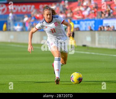 Frisco, TX, USA. März 2020. Spaniens Mittelfeldspieler Alexia Putellas (11.) war während des SheBelieves Cup Spiels zwischen England und Spanien im Toyota Stadium in Frisco, TX, im Einsatz. Kevin Langley/CSM/Alamy Live News Stockfoto