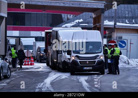 Brenner Pass Grenzkontrolle für Coronavirus COVID-19 Stockfoto