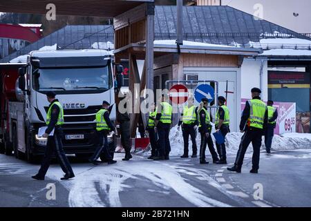 Brenner Pass Grenzkontrolle für Coronavirus COVID-19 Stockfoto