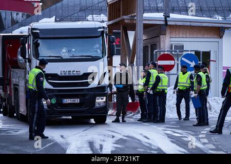 Brenner Pass Grenzkontrolle für Coronavirus COVID-19 Stockfoto