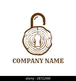 Symbol für Sicherheitsvektoren mit Holzmodell. Symbol für Vektor-Sicherheitsverriegelung festlegen. Sicherheitssymbole für Sicherheit und Vorhängeschloss. Objekte auf separaten Ebenen. Stock Vektor