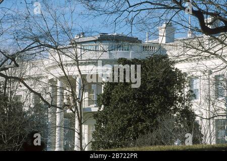 Washington, DC USA, Januar 21 2001: White House South Lawn and Portico. ©Bob Daemmrich Stockfoto