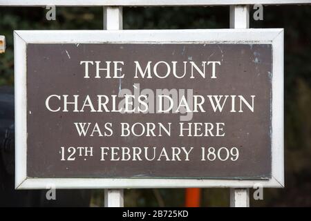 Der Mount in Shrewsbury, Shropshire, Großbritannien, der Geburtsort von Charles Darwin. Stockfoto