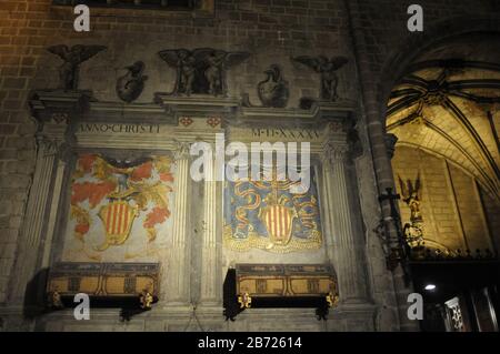 Die Grabschere von Ramon Berenguer i el Vell (1023 - 1076) und seiner Frau Almodis de la Marca Stockfoto