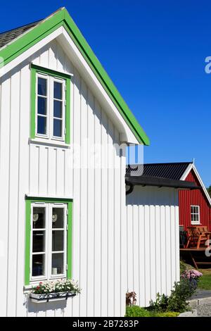 Ferienhaus Fischerdorf, Ballstad, Lofoten, Nordland County, Norwegen Stockfoto
