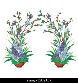 Dekorative Topfblüten isoliert auf weißem Grund. Nahaufnahme des Vektor-Cartoons. Stock Vektor
