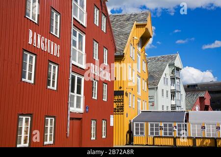 Lager auf Skansen Dockks, Tromso Stadt, Troms Grafschaft, Norwegen, Skandinavien Stockfoto