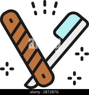 Gerade Rasiermesser, einfarbiges barber Messer-Symbol. Stock Vektor