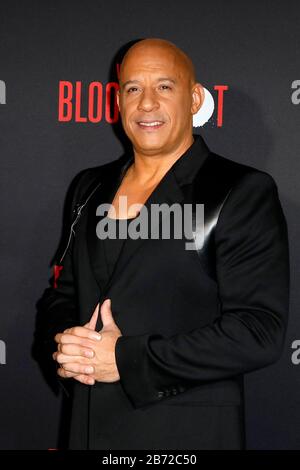 März 2020, Westwood, CA, USA: Los ANGELES - 10. Mal: VIN Diesel bei der Premiere "Bloodshot" im Village Theatre am 10. März 2020 in Westwood, CA (Credit Image: © Kay Blake/ZUMA Wire) Stockfoto