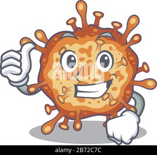 Cooles Retro-Virus-Corona-Cartoon-Design für eine Geste Mit Daumen nach oben Stock Vektor
