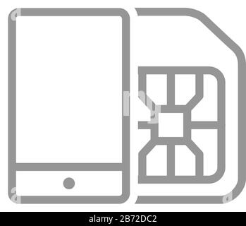 SIM-Karte mit Symbol für die Telefonleitung. Mobiler Steckplatz, EMV-Chipsymbol Stock Vektor