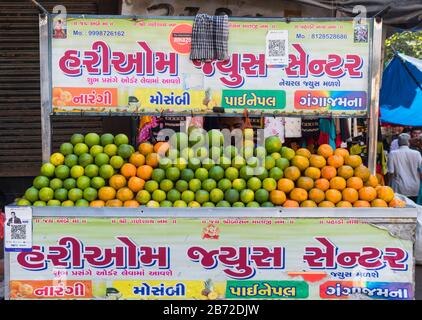 Obststall Ahmedabad Gujarat Indien Stockfoto