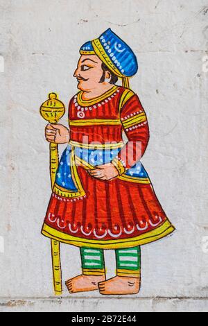 Wandgemälde Ahar Udaipur Rajasthan Indien Stockfoto