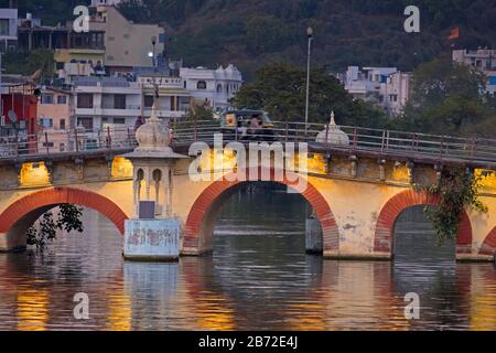 Chandpole Bridge Udaipur Rajasthan Indien Stockfoto