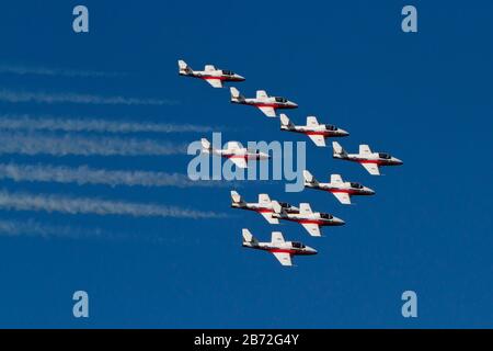 Die Flugvorführungsteams der Royal Canadian Air Force, 431 Air Demonstration Squadron Kunstflugvorführung, die in Nanaimo, BC, Kanada auftreten Stockfoto