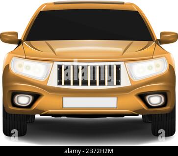 Vorderansicht des SUV Car isoliert auf weiß. Realistischer Vektor. Stock Vektor