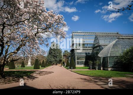 Große Gewächshäuser im Park Tête d'Or in Lyon Stockfoto