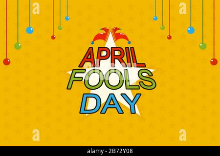 April Fools Day mit Sternenhintergrund flaches Design Urlaubspräsentation Stockfoto