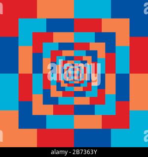 Geometrisches Farbmuster. Optischer Entfernungseffekt. Helle, begrenzte Farbpalette. Nahtloses Muster. Stock Vektor