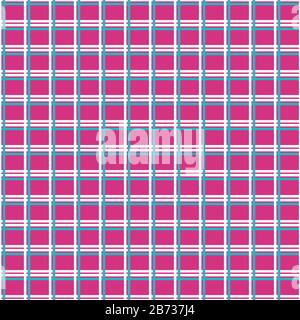 Hintergrund des nahtlosen Vektormusters mit Korbmuster. Gewebtes Plaid Gitter lila geometrische Kulisse. Dünne weiße und blaue Querstreifen. Zusammenfassung Stock Vektor