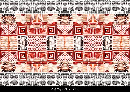 Afrikanischer Stammesaborigines Malerei. Horizontales Muster von zwei Arten von Design. Nahtloses Muster. Stockfoto