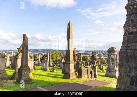 Historischer Friedhof in Glasgow - Nekropole. Glasgow, Scotland, UK Stockfoto