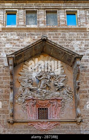 Spanien, Valencia, Valencia, Plaça del Mercat, Kirche, Església de Sant Joan del Mercat, Gebäude, Ort des Interesses, Tourismus, Architektur, Historicall Stockfoto