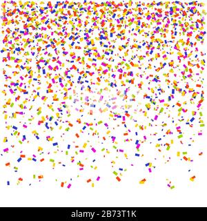 Abstrakter Hintergrund mit fallenden bunten Konfetti isoliert auf weißem Hintergrund. Vektorgrafiken. Stock Vektor