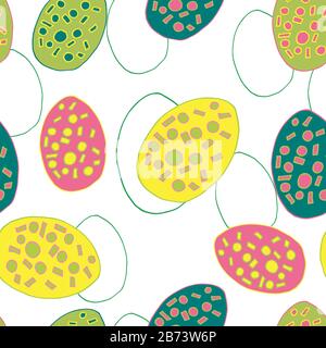 Wunderschönes ostermuster, dekorative Eier, bemalte diffuse Farben. Abstrakte Kunst, handgezeichnetes Design. Stock Vektor
