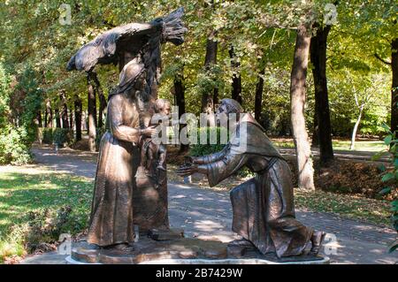 Statue des heiligen Anthony Bronze und Jesus - Camposampiero, Italien Stockfoto