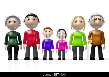 3D-Familie mit mehreren Generationen Stockfoto