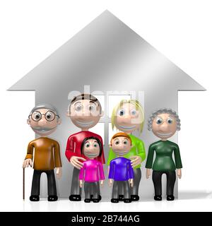 3D-Familie - Hausform Stockfoto