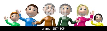 3D-Webhands für Familien mit mehreren Generationen Stockfoto