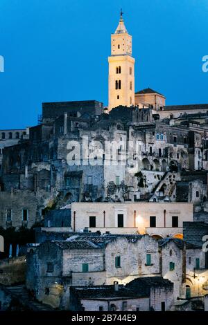 Sonnenuntergang bei Sassi di Matera, Basilikata, Italien Stockfoto