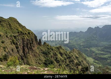 Simien-Gebirge im Simien-Gebirge-Nationalpark, Nord-Gondar-Zone der Amhara-Region, Äthiopien Stockfoto