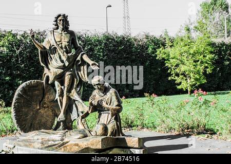 Statue des heiligen Anthony Bronze und Jesus - Camposampiero, Italien Stockfoto