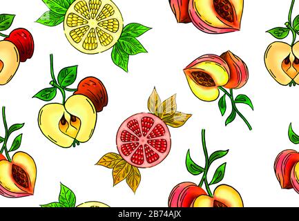 Muster aus Fruchtextilien nahtlose Illustration Stockfoto