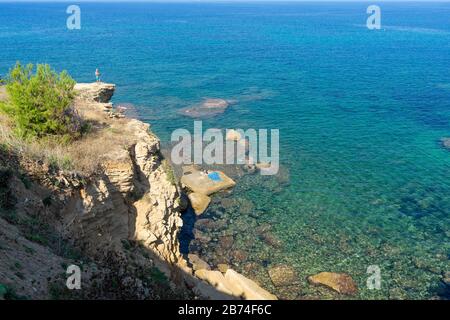 Spaziergang durch die Küste von San Marco di Castellabate Stockfoto