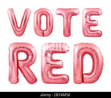 Wählen Sie rote republikanische Wahlkampfkonzept aus roten aufblasbaren Ballons auf weißem Hintergrund isoliert Stockfoto