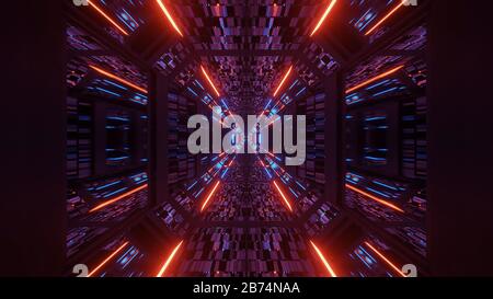 Kosmische Umgebung mit bunten Neon-Laserlicht Stockfoto