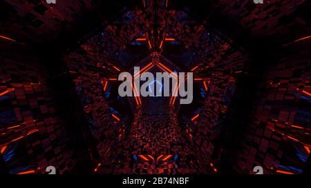 Kosmische Umgebung mit bunten Neon-Laserlicht Stockfoto